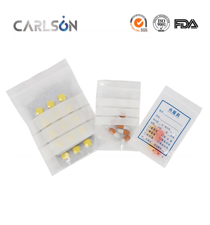 Medical Recycle Plastic Ziplock Zipper Pill Bags Disposable LDPE Medicine Bag for Drugs Packaging