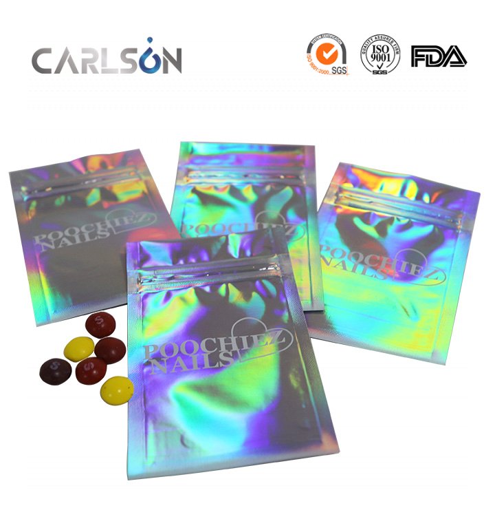 Wholesale Printed Resealable Plastic Holographic Ziplock Bag
